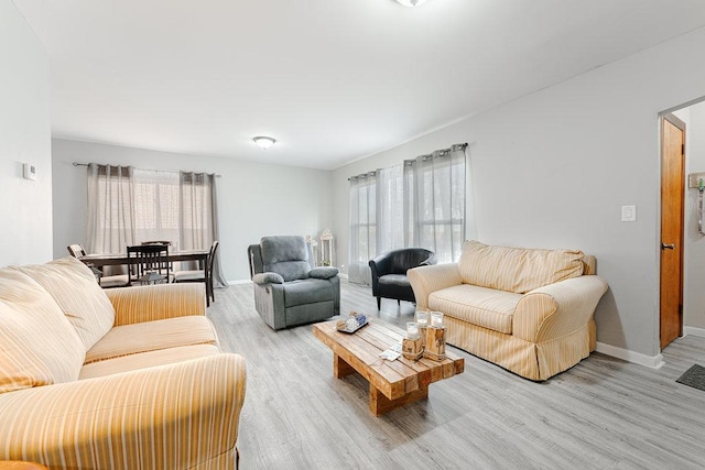 living room featuring light wood-type flooring