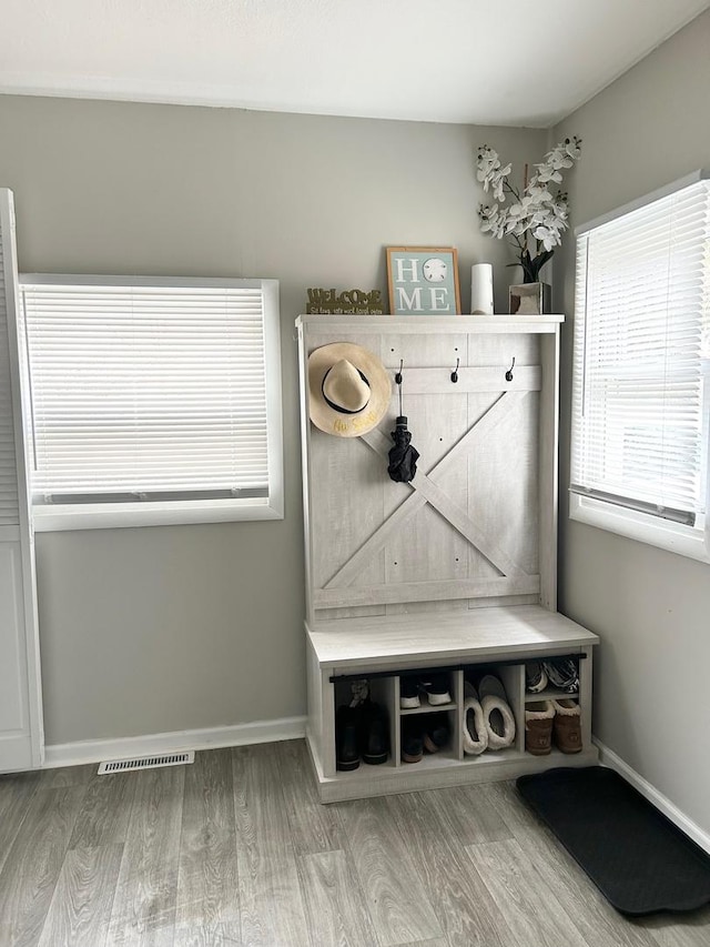 mudroom featuring hardwood / wood-style floors