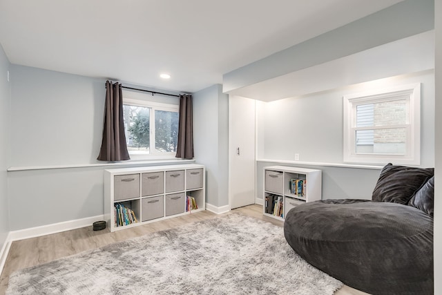 living area featuring light hardwood / wood-style flooring