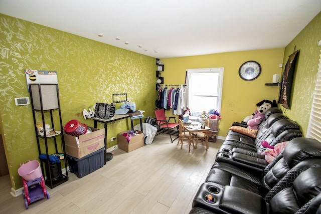 living room with wood-type flooring