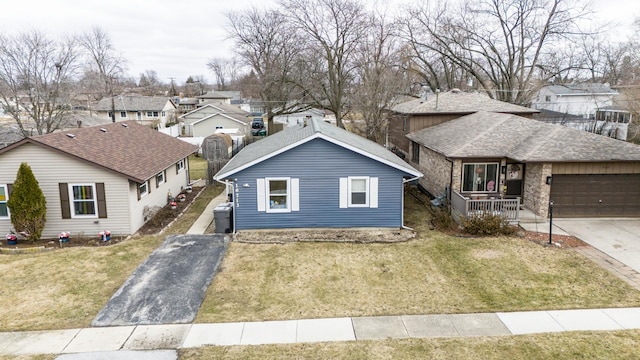 view of front of property with a porch and a front yard