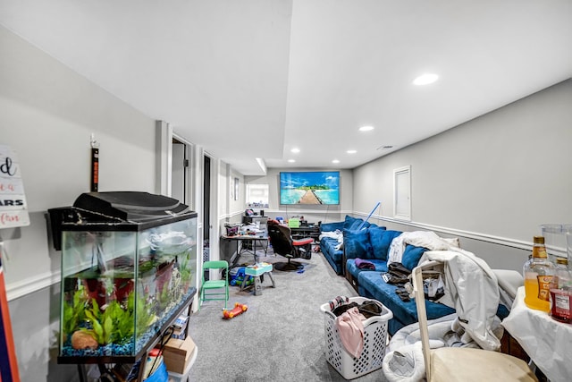 living room with carpet floors