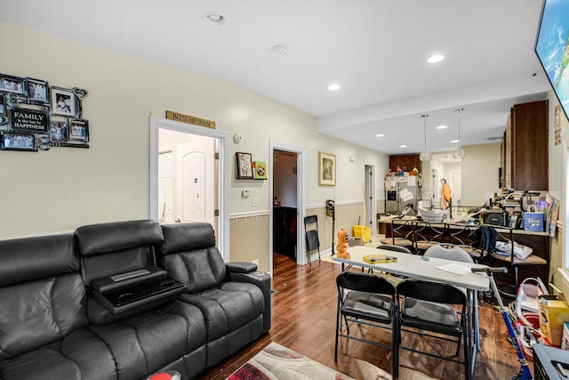 living room with wood-type flooring