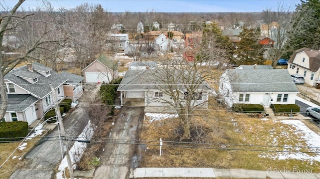 drone / aerial view with a residential view