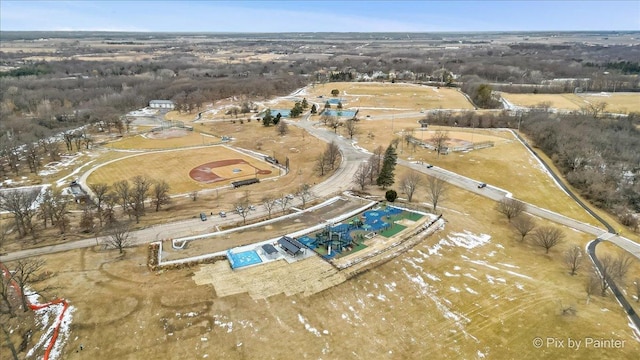 aerial view with a rural view