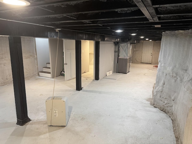 basement with heating unit