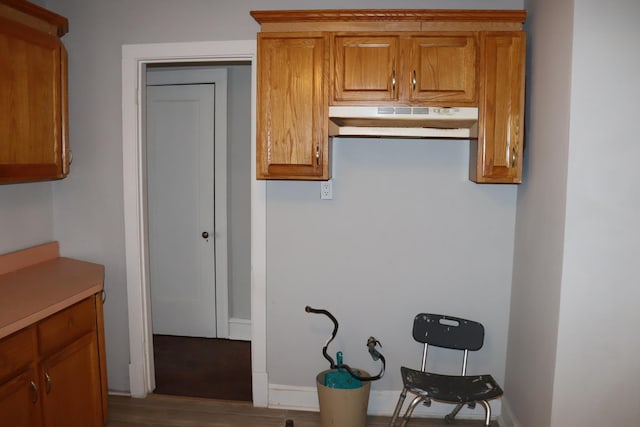 kitchen with hardwood / wood-style flooring