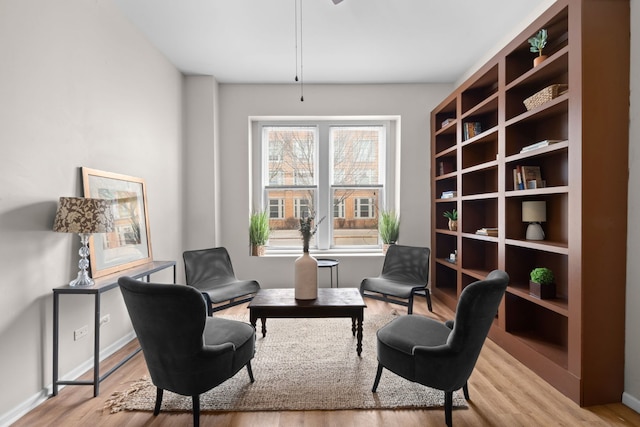 sitting room featuring light hardwood / wood-style flooring