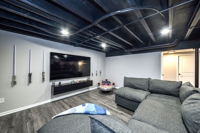 living room featuring dark hardwood / wood-style floors