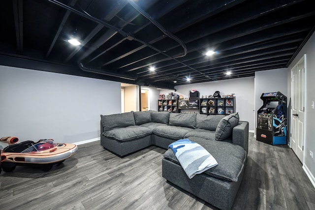 living room with hardwood / wood-style flooring