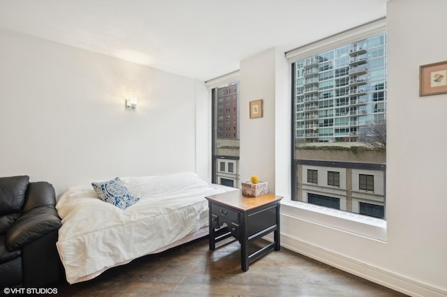 bedroom with hardwood / wood-style floors