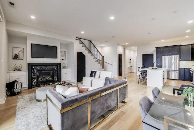 living room featuring light hardwood / wood-style flooring