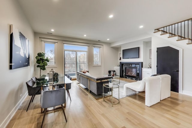 living room featuring light wood-type flooring