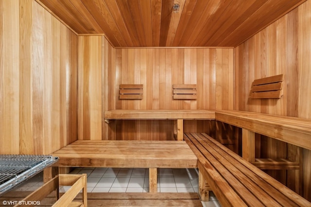 view of sauna / steam room featuring tile patterned flooring