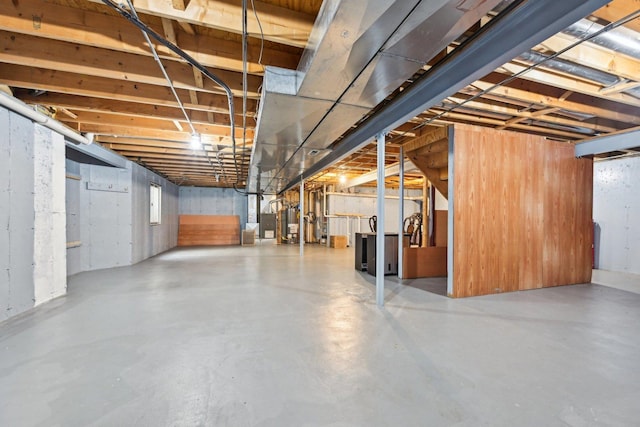 basement with water heater