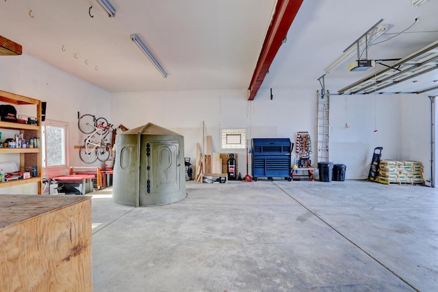 garage with a garage door opener