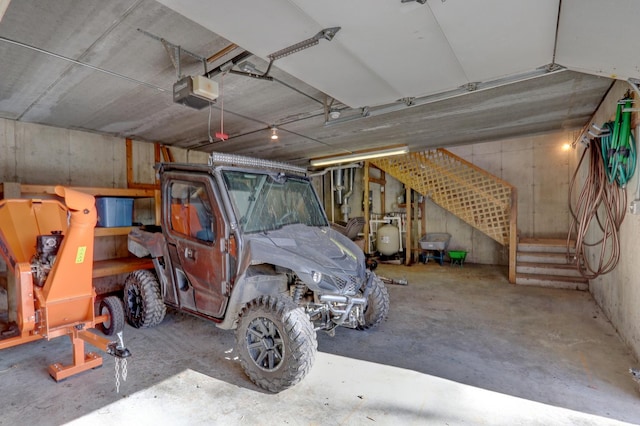 garage with a garage door opener