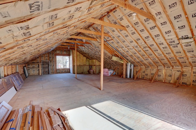 view of unfinished attic