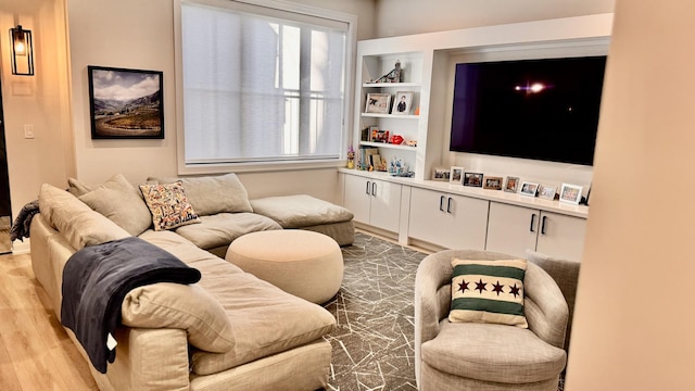 living area with wood finished floors