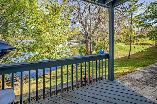 deck featuring a yard