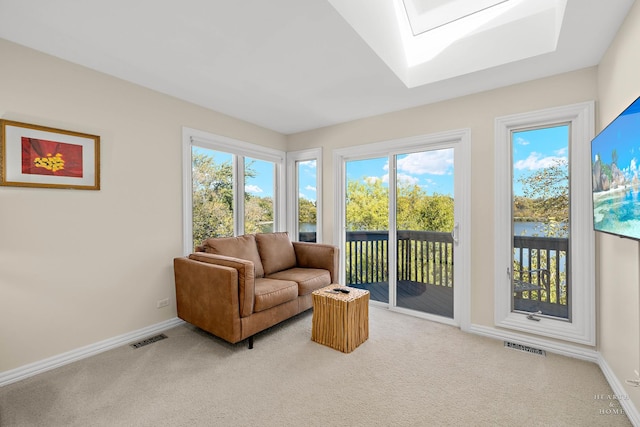 sunroom featuring a skylight