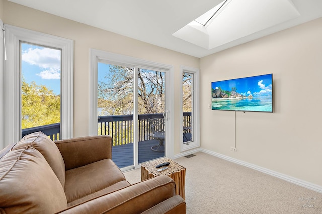 interior space with plenty of natural light and a skylight