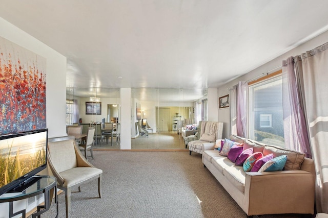 living room with carpet floors