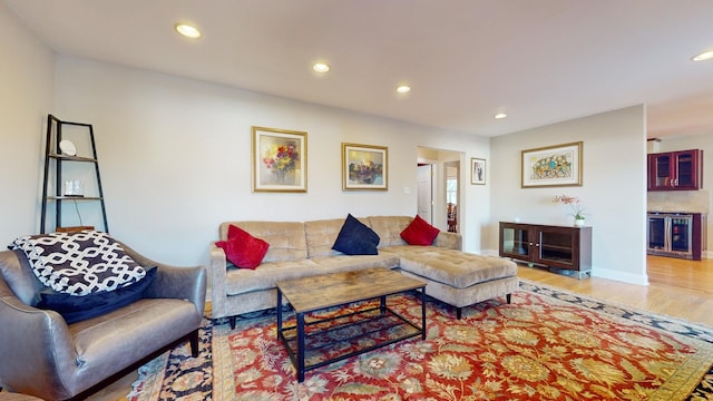 living room featuring light hardwood / wood-style floors