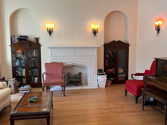 sitting room with light wood-type flooring