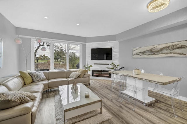 living room featuring light wood-type flooring