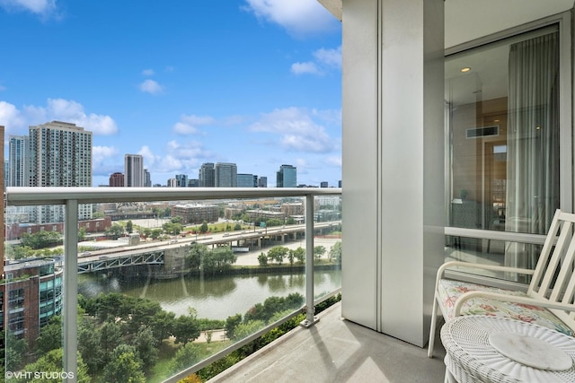 balcony with a water view