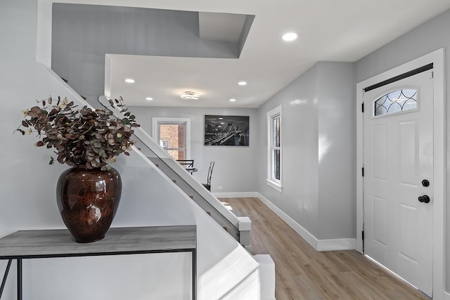 entrance foyer featuring light hardwood / wood-style floors