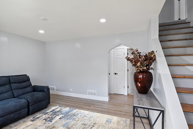 living room featuring light hardwood / wood-style floors