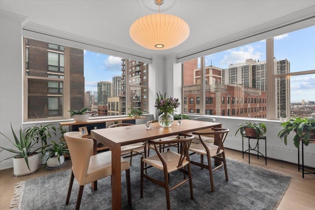 dining room with hardwood / wood-style flooring and a wealth of natural light