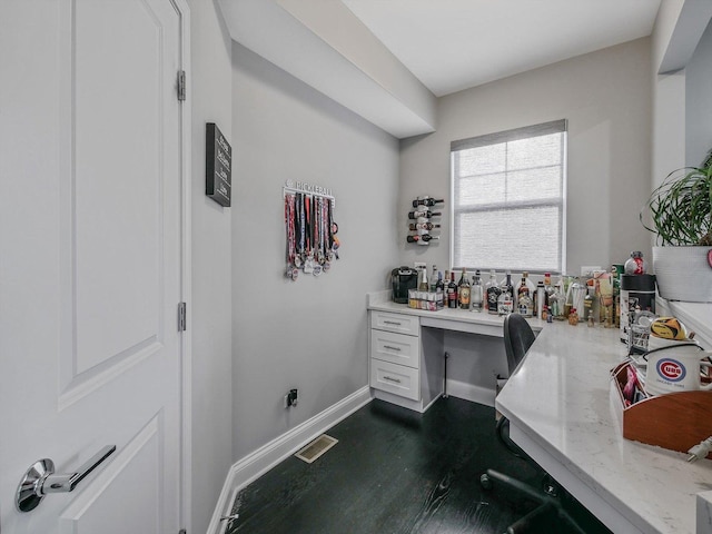 office area with dark hardwood / wood-style floors