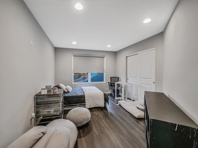 bedroom featuring dark wood-type flooring