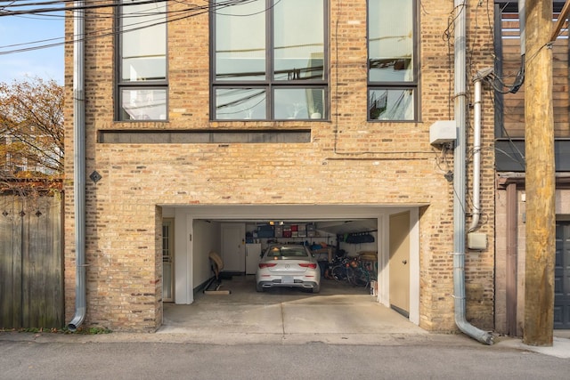 exterior space featuring a garage