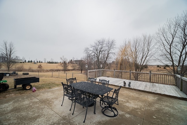 view of patio / terrace with a rural view