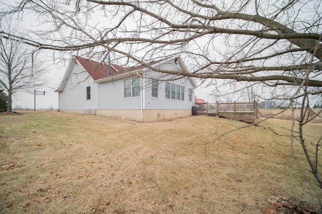 view of yard with a deck