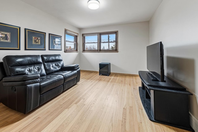 living room featuring light wood-type flooring