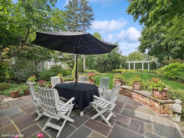 view of patio / terrace featuring a pergola