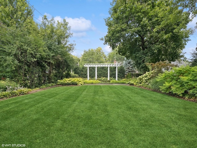 view of yard featuring a pergola