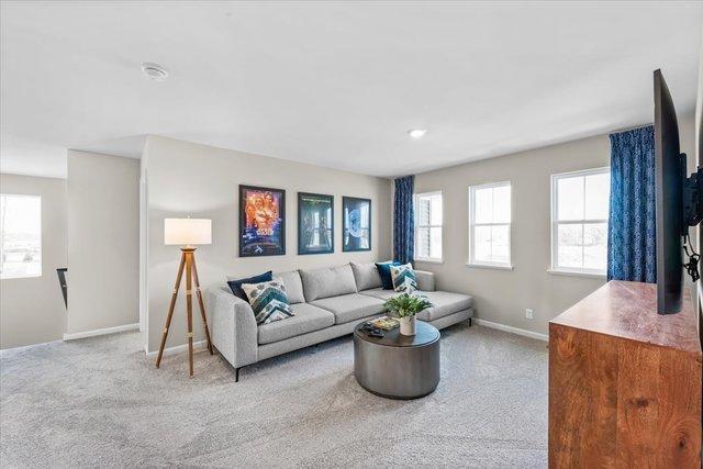 living room with light carpet