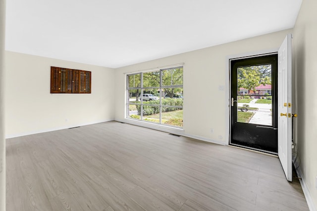 interior space with light hardwood / wood-style flooring and plenty of natural light