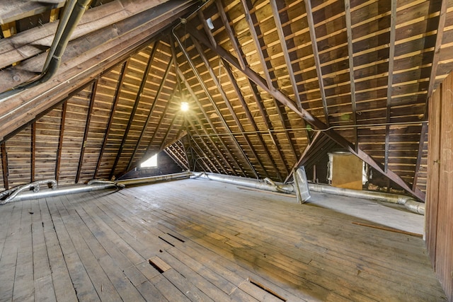 view of unfinished attic