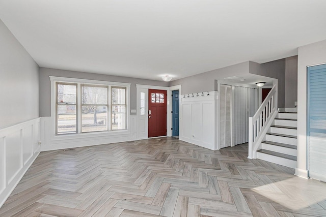 entryway featuring light parquet flooring