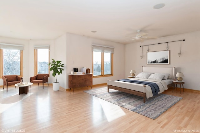 bedroom with light wood-type flooring