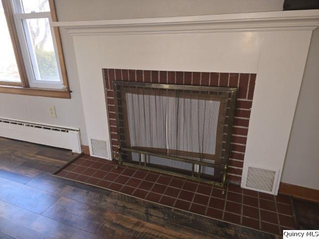 interior details featuring a baseboard radiator and wood-type flooring