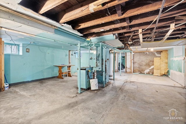 basement with gas water heater