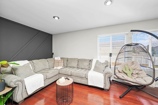 living room with wood-type flooring